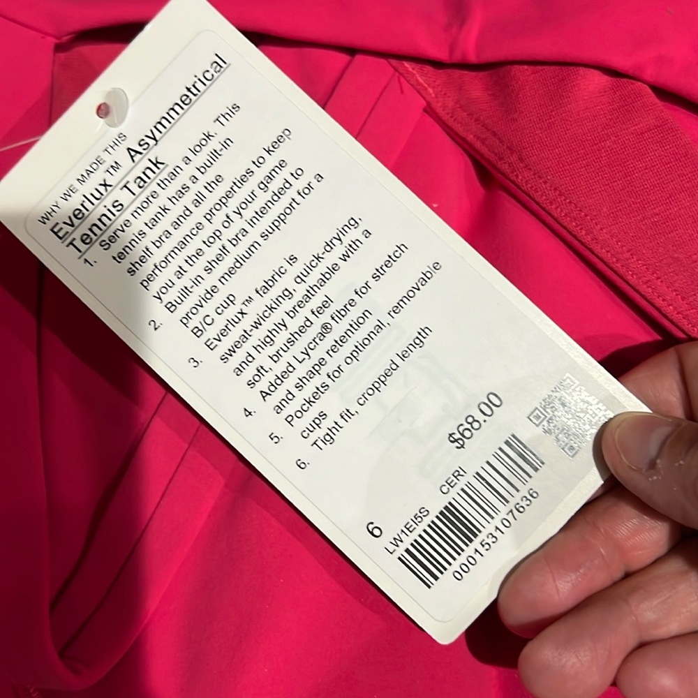 Lululemon Everlux Asymmetrical Tennis Tank size 6 in cherry mist - Picture 4 of 7